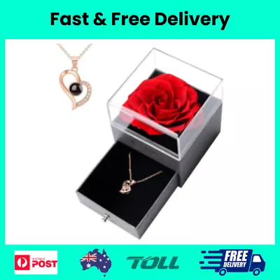 Eternal Rose With Necklace Real Flower Gifts For Her Wife Girlfriend Women Mothe • $44.89