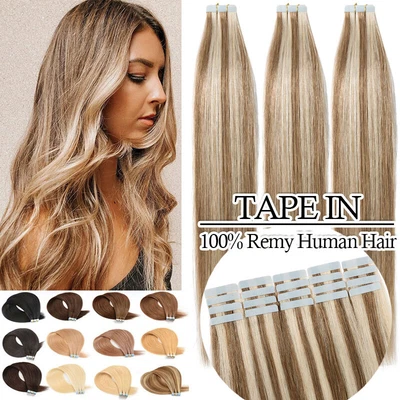 £27.77 • Buy CLEARANCE Premium Real Remy Tape In Human Hair Extension Skin Weft Balayage 150G