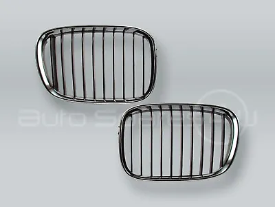 Chrome/Black Front Hood Grille PAIR Fits 1996-2000 BMW 5-Series E39 • $59.90