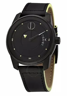 Brand New Movado Bold Men’s Verso Black Dial Black Leather Strap Watch 3600696 • $219.99