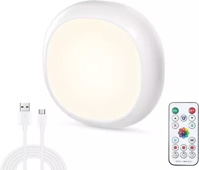 Puck Light With RemoteWireless RGBW LED Under Cabinet Light 700mAh USB 7 Colors • $9.99