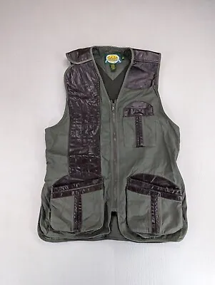 Cabelas Shooting Vest Mens XL Hunting Utility Leather Zip Canvas Gorpcore • $39.50