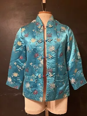 Vintage Quilted Floral Jacket Embroidered Reversible Coat Kimono Fashion Pockets • $30