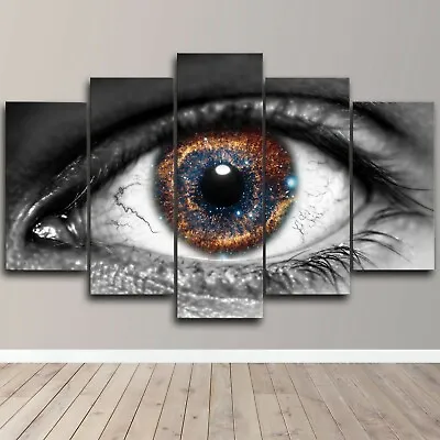 Human Eye Galaxy Design Beauty 5 Piece Canvas Wall Art Fantasy Print Home Decor • $46.54