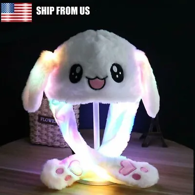 Pop LED Rabbit Ear Hat Airbag Moving Ears Cute Fun Plush Headwear Cap Gifts US • $10.69