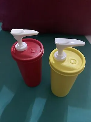 Vintage Tupperware Ketchup Mustard Dispensers Pumps #1329 • $12