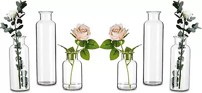 Blown Modern Tall Glass Vases For Centerpieces Set Of 6 Hewory Decorative Glass • $35