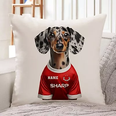 Manchester Dachshund Cushion Personalised Football Cover Dog Pillow Gift DFC440 • £12.95