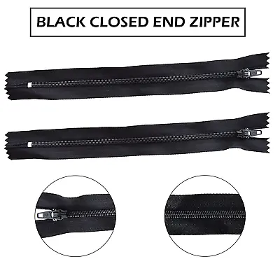 Ykk Closed-ended Black Zips With Metal Teeth Zipper For Dressmaking Bags Jacket • £3.29
