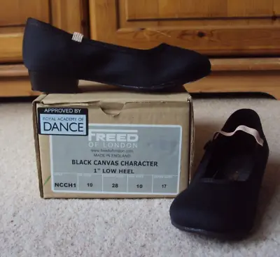 Character Shoes Child Size 10 Girl Freed RAD Approved Black Canvas Low Heel BNIB • £14.99
