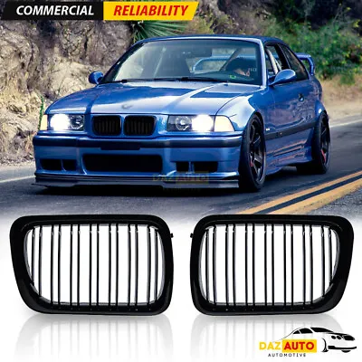 Pair Gloss Black Front Kidney Grill For BMW E36 M3 LCI 325i 318is 1997 1998 1999 • $28.98