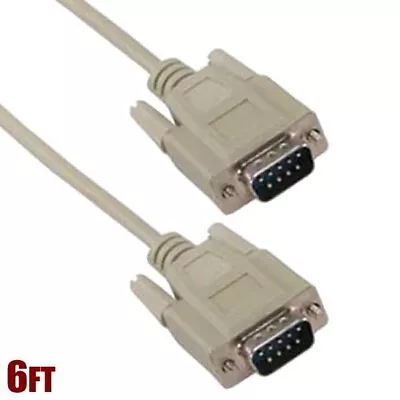 6FT DB9 9-Pin DB 9 RS-232 Male To Male Serial Port Cable Cord Nickel Ivory • $13.35