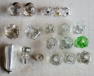 Antique Vtg Lot Of 19 Crystal Glass Drawer Pulls Various Styles 6-10 Pt Nice!! • $45