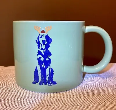 Caribou Coffee Mug Cup 2019~Green W/ Labrador Retriever Dog~Holiday Theme~12 Oz • $9.99