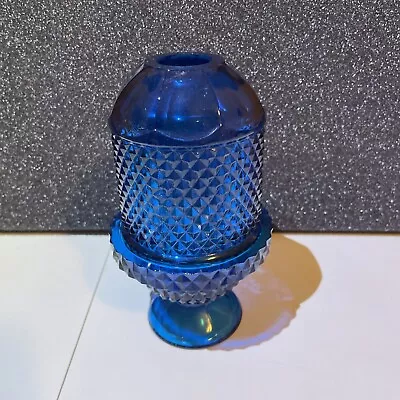 MCM Bluenique Diamond Point Viking Glass Fairy Lamp Votive / Tealight Holder • $85