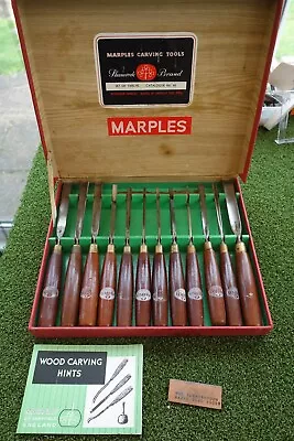 Vintage Boxed Set Of 12 Marples Shamrock Brand Various   Wood Carvers Chisels • $160.25