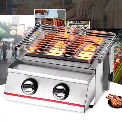 2-Burner Tabletop Propane Gas Grill BBQ Camping Griddle Stainless Steel • $55.10
