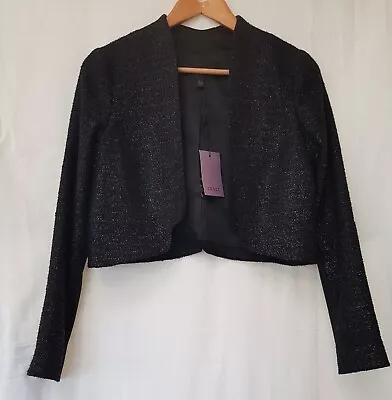 Coast Black Bolero Sparkly Open Jacket. UNWORN WITH TAG.  Size 12 • £18.99