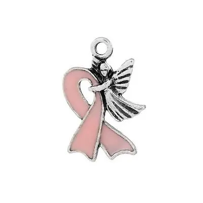 5 X Fairy Ribbon Pink Charms Pendants Jewellery Making Tibetan Silver • £2.29