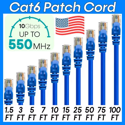 $7.99 • Buy Blue CAT6 Patch Cord Lan Network Ethernet Cat6 Cable Internet RJ45 Connector LOT