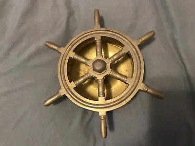 Vintage Ship Wheel Brass Ashtray 1 Lbs 9 Oz • $13