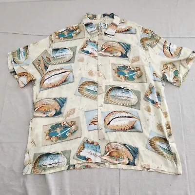 Jams World Hawaiian Shirt Mens XXL Beige Souvenir Rayon Button Up Camp Casual • $44.59