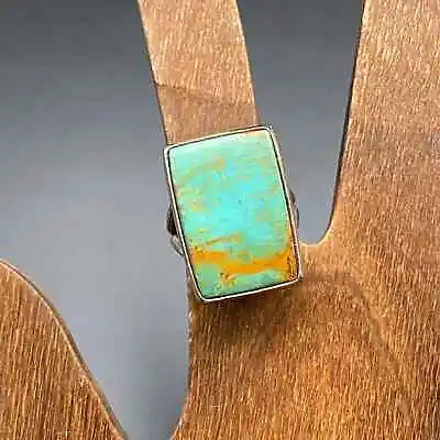 Vintage Southwestern Turquoise Sterling Silver Ring Size 6.5 • $175