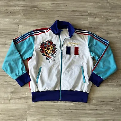 Ed Hardy Track Jacket By Christian Audigier France Punk Skull Y2k Sz XL White • $115