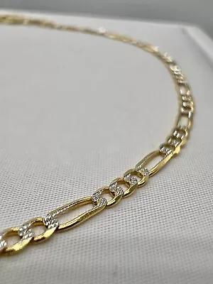 9ct Yellow Gold & Rhodium Anklet - 2.4mm Wide - 10 Inch Long - Full UK Hallmark • £109