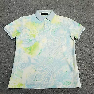 ETRO Polo Shirt Mens Size Medium* Paisley Tie Dye Cotton Short Sleeve Collared • $34.95