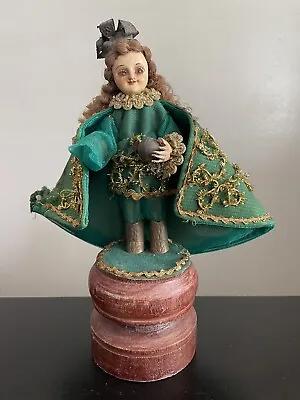 $180 • Buy VTG Antique Infant Of Prague Santo Nino Doll Statue On Wood Carved Base #2 Of 2