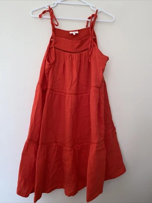$25 • Buy Seed Size 12 Tangerine Cheesecloth Summer Dress 
