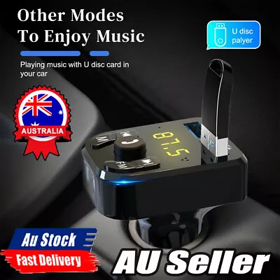 Car FM MP3 Player Bluetooth TransmCZter 5.0 Wireless Handsfree 2 USB Charger Kit • $11.03