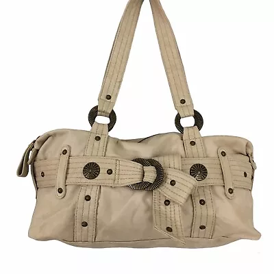 Red By Marc Ecko Cream Beige Buckled Faux Suede Satchel Studded Boho Bag • $15.97