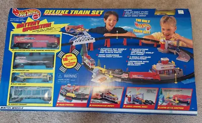 Vintage Hot Wheels Deluxe Train Set #65631 1998 Rare NIB • $275