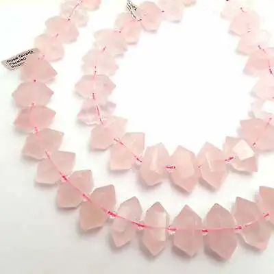 Rose Quartz Graduated Center Drill Points Beads Approx 13-25mm 15.5  Strand • $30.14