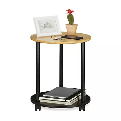 Side Table Round Living Room Couch Table On Castors Wheels Rolling Table • £65.90