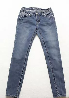 Vi Vi Diva Women's Size 8/29 Blue Skinny Medium Wash Embellished Stretch Jeans • $12.45