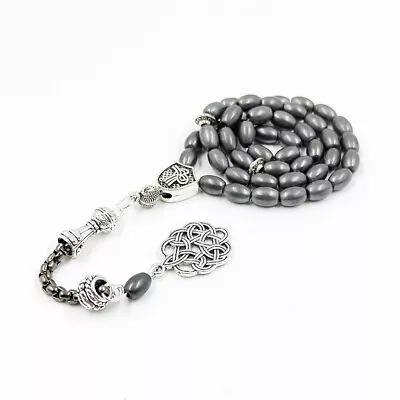 Tasbih Natural Hematite Grey Matte Rosary Bead Islamic Bracelet Ramadan Gift . • $9.03