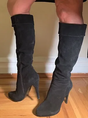 Nine West Women Black Suede Tall Knee High Boots US Size 9 Medium • $49