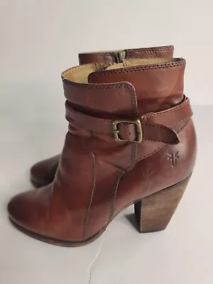 $89.95 • Buy Frye Boots Womens 7.5 M Patty Riding Botties Redish Brown High Heel Side Zip