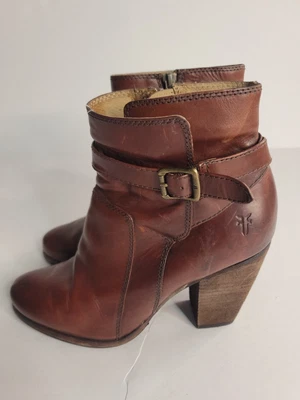$89.95 • Buy Frye Boots Womens 7.5 M Patty Riding Botties Redish Brown High Heel Side Zip