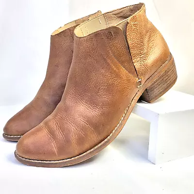 Matisse Leather Ankle Boots Womens Sz 7M Distressed Tan Pull-on Comfort Booties  • $47.99