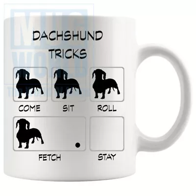 Dachshund Tricks Mug Dog Mom Dog Dad Funny Christmas Birthdays Funny Gift • £6.49