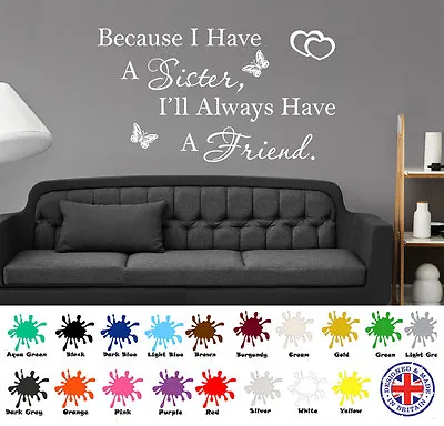 £0.99 • Buy Sister Wall Sticker, Friend Quote, Wall Art Love, Best Friends Present Family