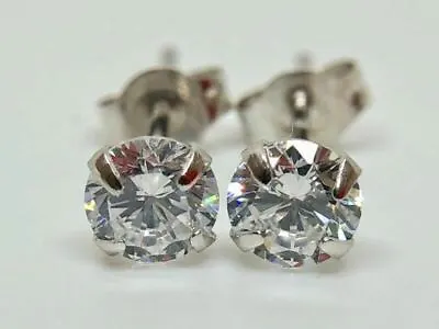 $39.48 • Buy 9k Solid White Gold Solitaire Cut Diamond Studs Earrings