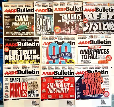 10 AARP Bulletin Magazine LOT 2022 OOP Back Issue Retirement Health Money Advice • $15.93