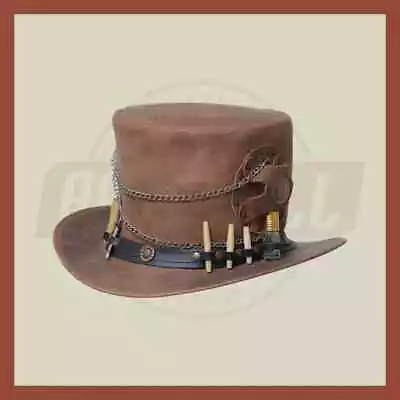 Time Traveler Leather Top Hat Steampunk Gothic Fashion Stylish Accessories Hats • $78.29