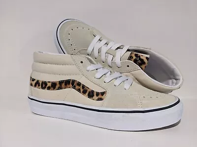 Vans New UA Sk8-Mid Animal Sidestripe Lady USA 7 Skate Shoes Classic Leopard • $47.99