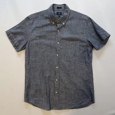 J. Crew Shirt Mens M Blue Slim Untucked Chambray Button-Down Cotton Casual Work • $18.88